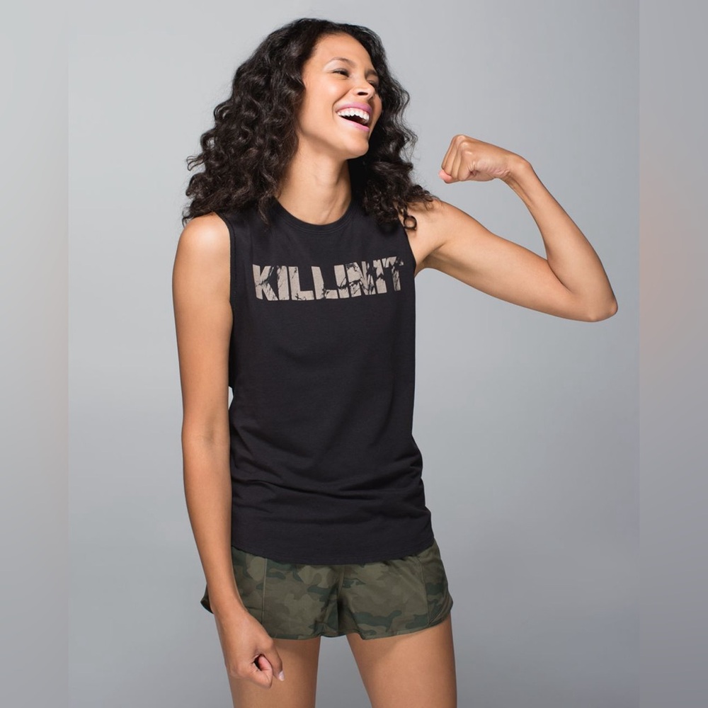Lululemon KILLIN IT Muscle Hustle Tank 
Black / Ambient Grey. Womens size 8.